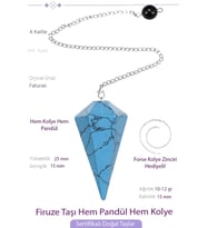 Sertifikalı Firuze Taşı Pandül Sarkaç Hem Pandül - Hem Kolye (Çok Renkli)