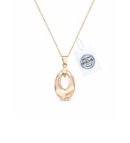 925 Ayar Swarovski Taşlı Oval 20mm Crystal Golden Shadow Kadın Gümüş Kolye
