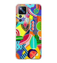 PrintiFy Xiaomi Mi 12T Pro ile Uyumlu 1mm Slim Fit Retro Colors 6 Baskılı Şeffaf  Kılıf