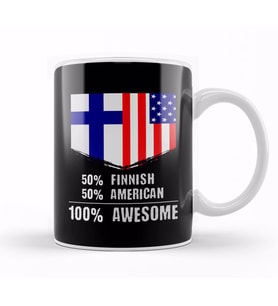 50% French 50% American %100 Awesome Immigrant Kupa Bardak Porselen