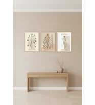 Modern Botanik Minimalist 3’lü Ahşap Çerçeveli Tablo Seti