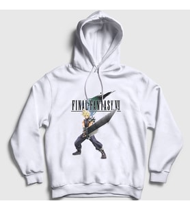 Presmono Unisex Beyaz Cloud Strife Final Fantasy Vii Kapüşonlu Sweatshirt 434737tt