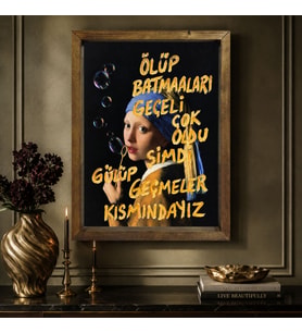 BK Gift Vintage Klasik Sanat Esprili Sözlü Masif Ahşap Çerçeveli Dekoratif Tablo - 25