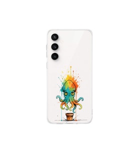 Samsung Galaxy S24 FE ile uyumlu Splash ahtapot tasarımlı şeffaf silikon kılıf
