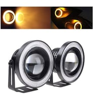 Üniversal Mercekli Angel Sis Farı Metal Su Geçirmez 76 mm Sarı Halkalı Angel Eyes