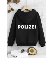 Çocuk POLIZEI Baskılı Sweatshirt (Siyah)