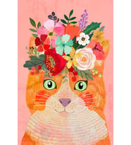 Kedi Frida Figürlü Ahşap Poster 20x30cm