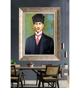 Gümüş Çerçeveli Atatürk Tablo ds60