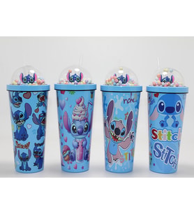 Periboia Sevimli Stitch Pipetli Boncuklu Termos Ve Suluk (Çok Renkli)