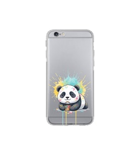 iPhone 6 ile Uyumlu Splash Panda Tasarımlı Şeffaf Silikon Kılıf