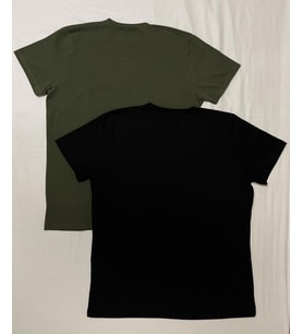 Erkek Slim Fit Dar Kesim Bisiklet Yaka Kısa Kol Pamuklu 2'li Tişört Paketi (Yeşil-Siyah)