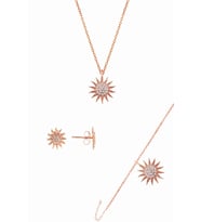 Söğütlü Silver Gümüş rose zirkon taşlı güneş üçlü set