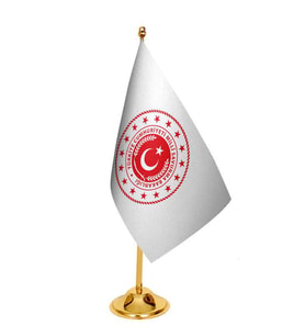 Masa Üstü Milli Savunma Bakanlığı Bayrağı + Pirinç Direk Masa Bayrak Seti