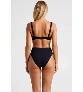Kadın Bikini Takımı Straplez Kapsız Örme Düz Desen Döküm Aksesuar Süper Yüksek Bel Slip Alt