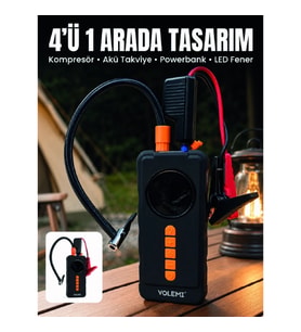 Mey İthalat® 4'ü 1 Arada Akü Takviye Cihazı Dijital Lastik Şişirme Kompresörü 10000mAh Powerbank ve