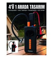 Mey İthalat® 4'ü 1 Arada Akü Takviye Cihazı Dijital Lastik Şişirme Kompresörü 10000mAh Powerbank ve