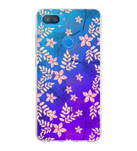 Xiaomi Mi 8 Lite Uyumlu Kapak Floral Kırmızı Tasarımlı Şeffaf Silikon Kılıf