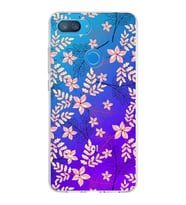 Xiaomi Mi 8 Lite Uyumlu Kapak Floral Kırmızı Tasarımlı Şeffaf Silikon Kılıf