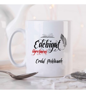 Kişiye Özel Edebiyat Öğretmeni Kupa Bardak HA09 (Beyaz - Beyaz)