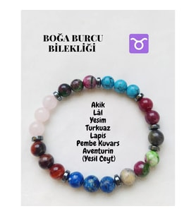 Boğa Burcu Doğaltaş Unisex Bileklik