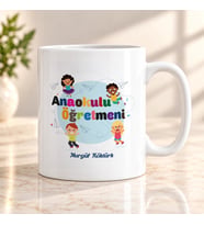 Anaokulu Öğretmenine İsme Özel Kupa Bardak