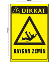 Metal Dikkat Kaygan Zemin 20cm x 30cm A4 Büyüklüğünde Uyarı Levhası Yönlendirme Tabelası