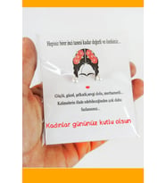 20 Adet Kadınlar Günü Kuşe Kartlı İnci Küpe - Kadınlar Günü Hediye - 
