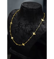 925 Ayar Gümüş Gold Kaplama Mineli Göz Top Zincirli Kesim Kırlangıç Kolye