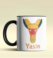 Kişiye Özel Y Harfi Hayvanlar Tasarım Siyah Renk Kupa (Siyah)