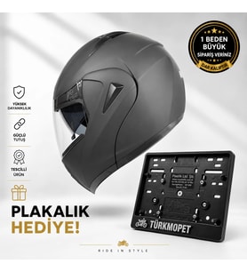 VRT Çene Açılır Güneş Vizörlü Kask + Plakalık