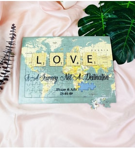 Kişiye Özel Love Travel Journal Tasarımlı 99 Parça Puzzle