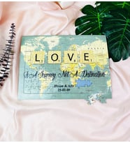 Kişiye Özel Love Travel Journal Tasarımlı 99 Parça Puzzle