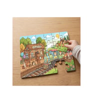Tren İstasyonu - Mutlu Hayvanlar Tasarımlı 24 Parça Ahşap Çocuk Puzzle