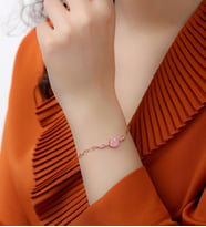 Pembe Lotus Gümüş Bileklik