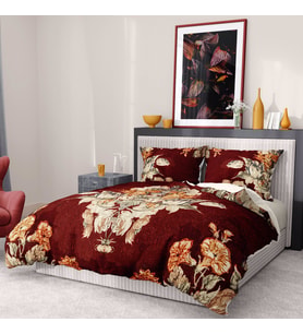 Monohome Premium Luxury Çift Kişilik Nevresim Takımı 3D Pamuk Saten Goblen Dream (Kırmızı)