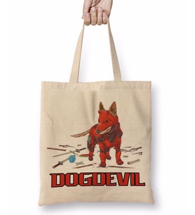 DogDevil Pug Köpek Bez Çanta Uzun Saplı