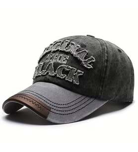Valkyrie Original The Black Nakışlı Unisex Beyzbol Şapkası Vintage Eskitme Pamuk Ayarlanır Siyah Gri