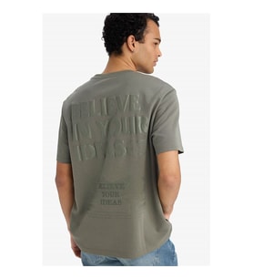 Defacto Baskılı Haki Erkek T-Shirt F9697AX/KH422