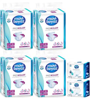 Mavi Beyaz Ped Emici Külot Hasta Bezi L - Large Büyük 120 Adet + Yatak Koruyucu Örtü 60*90CM 60 Adet