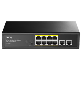 CUDY 8port 80w FULL PoE FS1010P 10/100 2x UPLINK Yönetilemez Switch