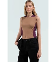 100 Polyester Scuba Krep Kadın Yazlık Örme Yelek Bisiklet Yaka Regular Günlük Kullanım İçin (Bordo)