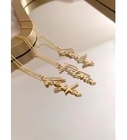 Kişiye Özel 925 Ayar Gümüş Dikey El Yazısı Font İsim Kolye (Gold)