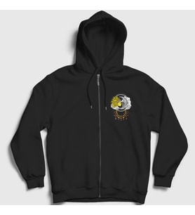 Presmono Unisex Siyah Witchcraft Sun Moon Güneş Ay Fermuarlı Kapüşonlu Sweatshirt 415497tt