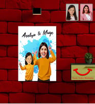 Kişiye Özel Anneler Günü Anne Kız Karikatürlü Ahşap Tablo Model-1