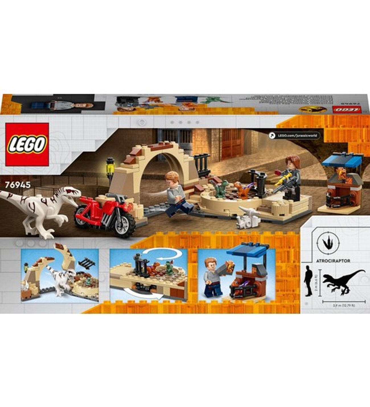 LEGO Jurassic World 76945 Atrociraptor Dinosaur: Bike Chase