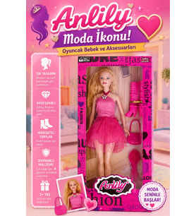 Anlily Moda İkonu Oyuncak Bebek ve Aksesuarları 30 cm Pembe Elbiseli Set