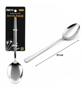 27 cm Paslanmaz Çelik Metal Servis Kaşığı - Krom Kaplama