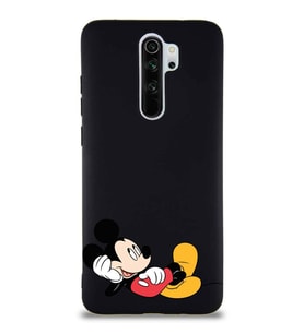 Xiaomi Redmi Note 8 Pro Soft Premier Kapak Mickey Mouse-F Tasarımlı Silikon Kılıf - Siyah (Şeffaf)