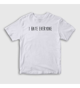 Presmono Unisex Çocuk Beyaz I Hate Eveyone T-Shirt 404270tt (Beyaz)