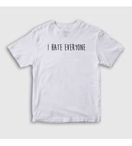 Presmono Unisex Çocuk Beyaz I Hate Eveyone T-Shirt 404270tt (Beyaz)